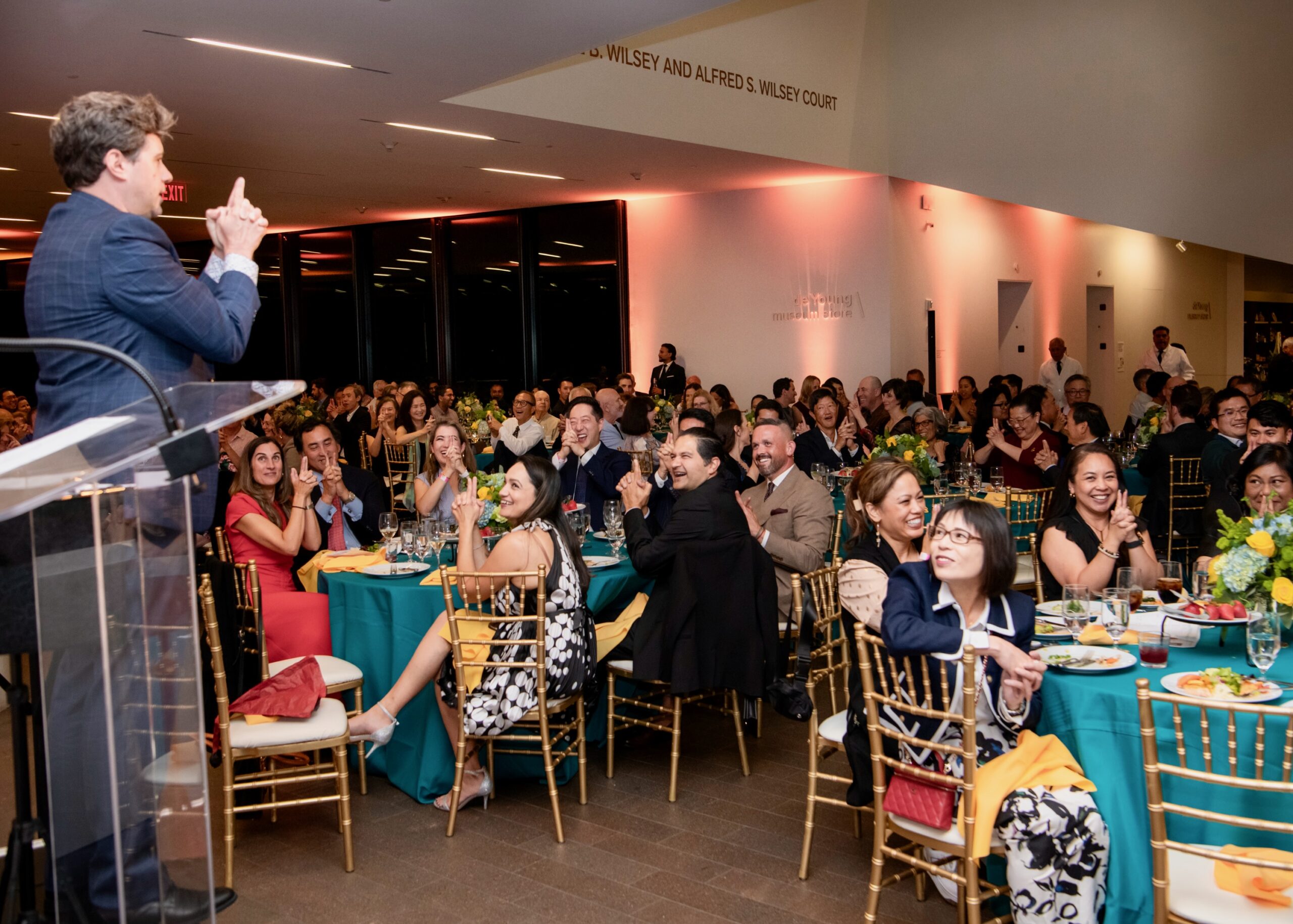 Chris Britt performs stage magic at a private event at the de Young Museum of Fine Art in San Francisco